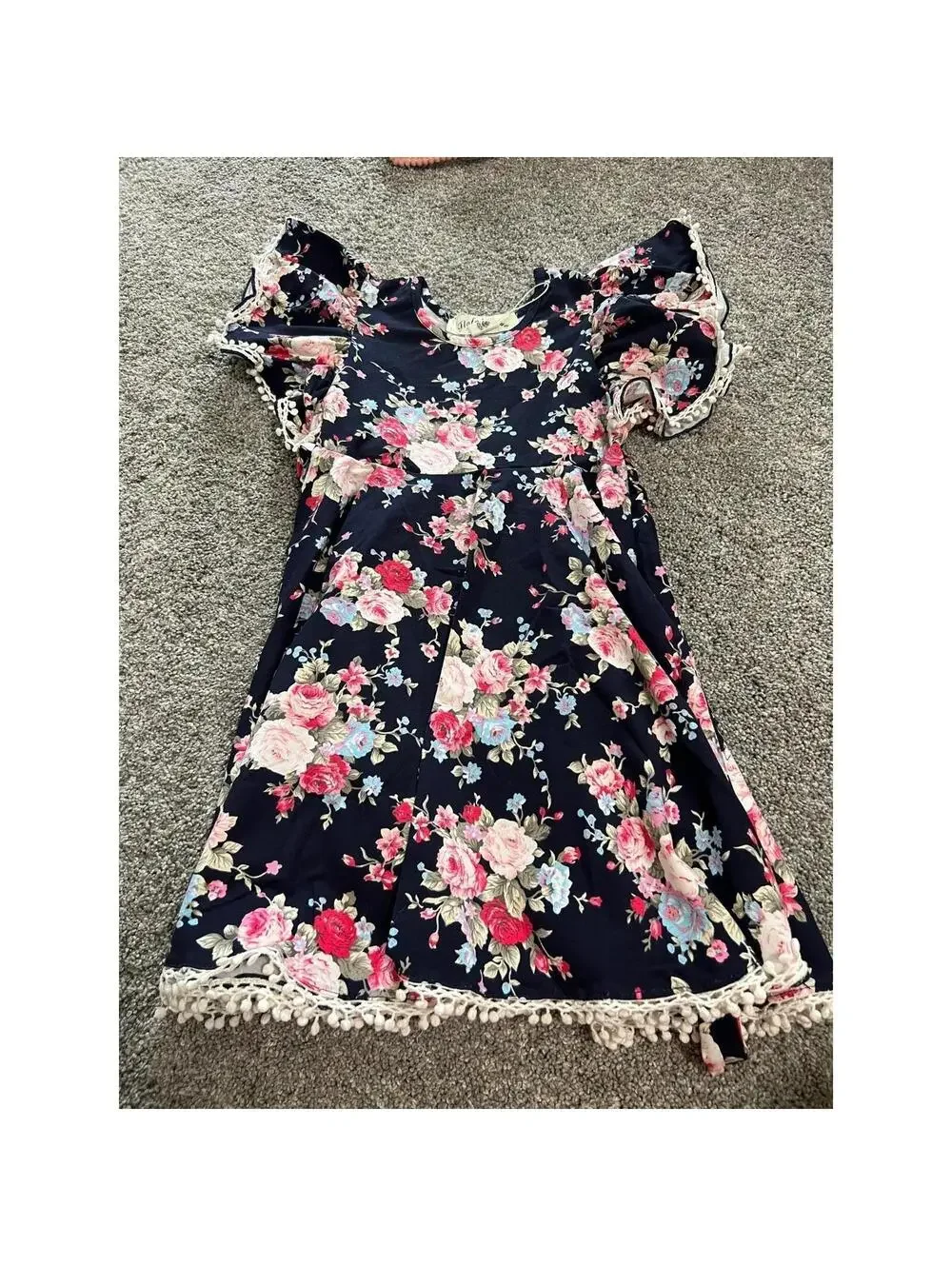 Flofallzique Toddler Girl's Navy Floral Dress size 3
